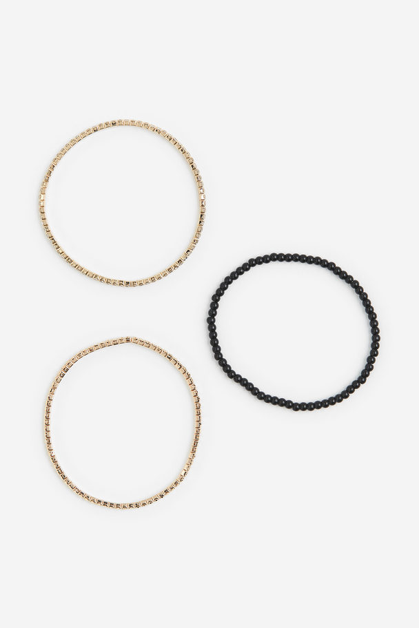 H&M 3-pack Bracelets Gold-coloured/black