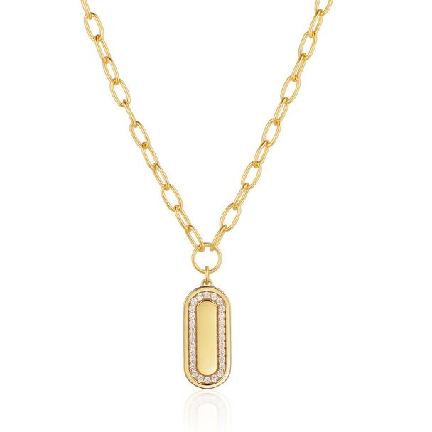 Sif Jakobs Jewellery Halskette Capizzi Grande - 18K vergoldet mit weißen Zirkonia-Steinen