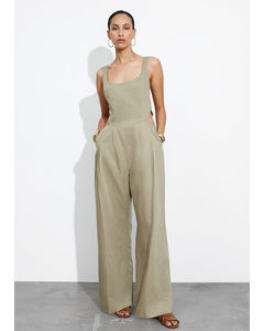 Ärmlös Jumpsuit Med Cut-outs Kaki