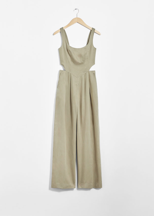 & Other Stories Sleeveless Cut-out Jumpsuit Khaki