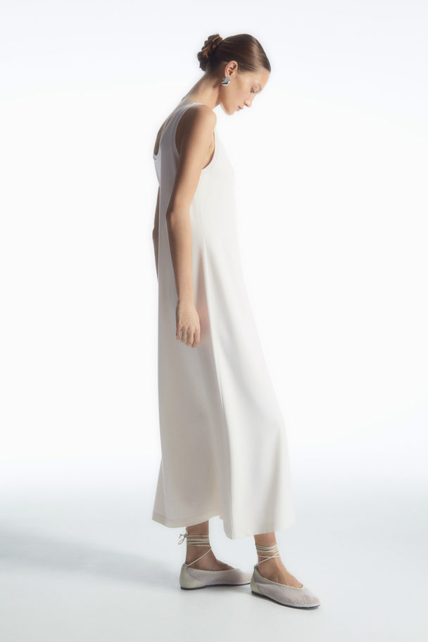 COS Scoop-neck Jersey Midi Dress White