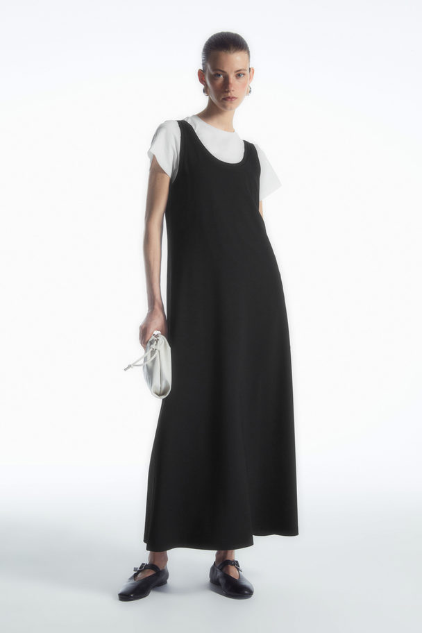 COS Scoop-neck Jersey Midi Dress Black