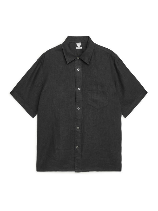 Arket Short-sleeved Linen Shirt Black