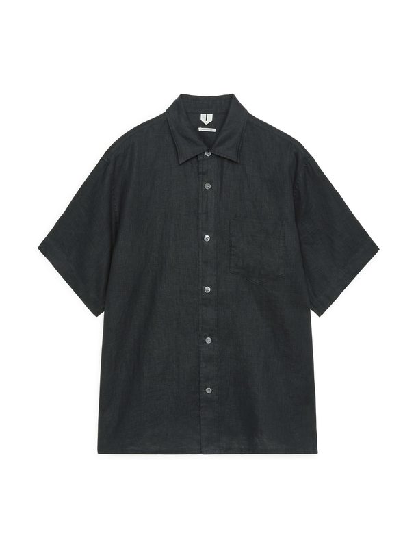 Arket Short-sleeved Linen Shirt Black