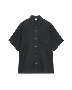 Short-sleeved Linen Shirt Black