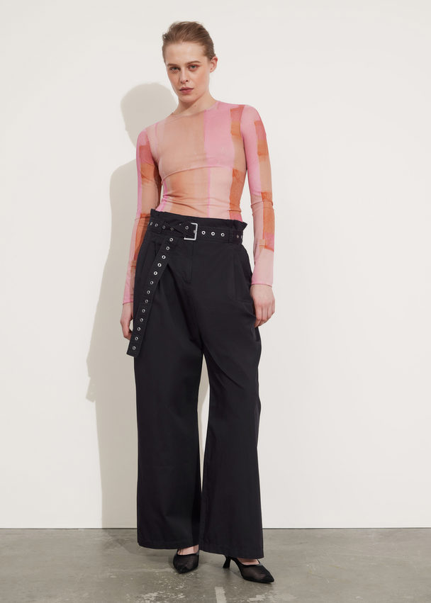 & Other Stories Sheer Mesh Top Pink