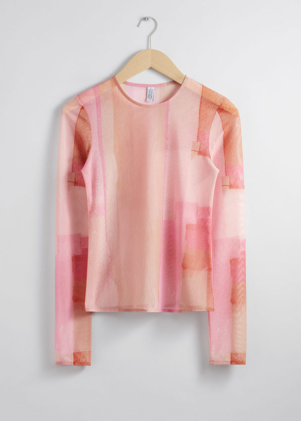 & Other Stories Sheer Mesh Top Pink