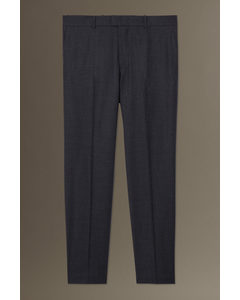 Wool-flannel Trousers - Straight Navy Mélange