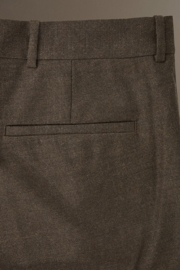 COS Wool-flannel Trousers - Straight Dark Brown Mélange