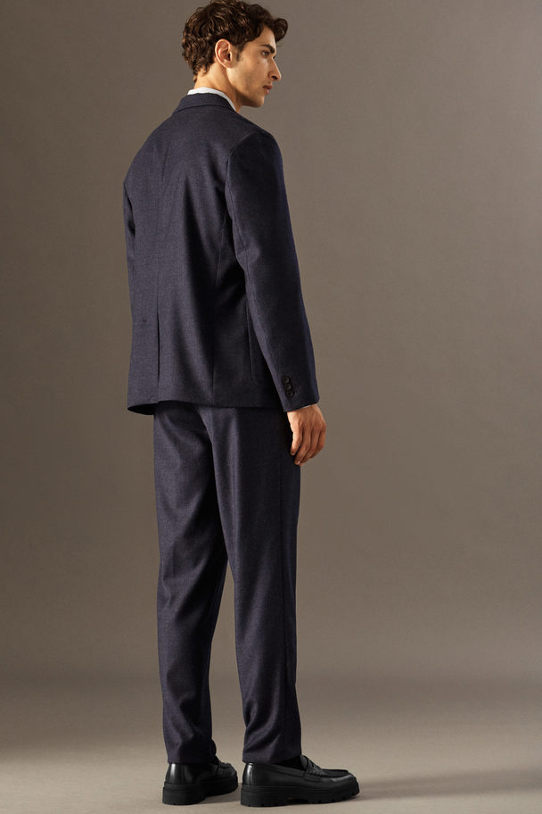 COS Wool-flannel Trousers - Straight Navy Mélange