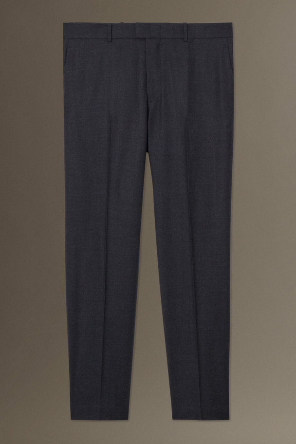 COS Wool-flannel Trousers - Straight Navy Mélange