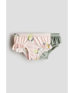 2-pack Flounce-trimmed Swim Pants Pink/lemons