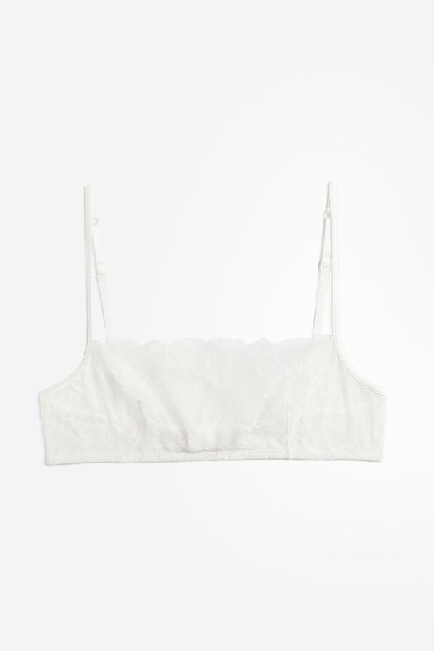 H&M Kanten Bh-top Zonder Padding Wit