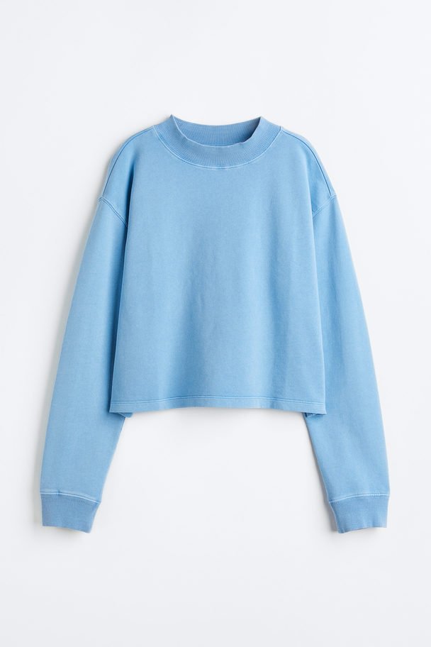 H&M Croppad Sweatshirt Blå