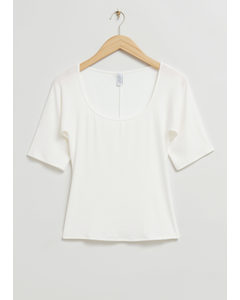 Fitted Soft Square-neck T-shirt White