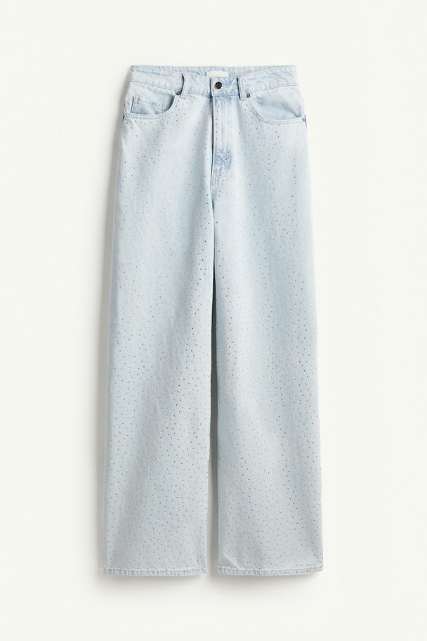 H&M Jeans Met Stras Licht Denimblauw