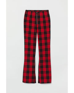 Flared Trousers Red/checked