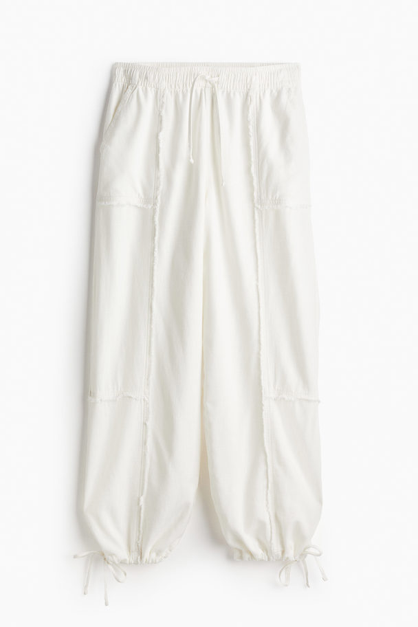 H&M Linen-blend Parachute Trousers Cream