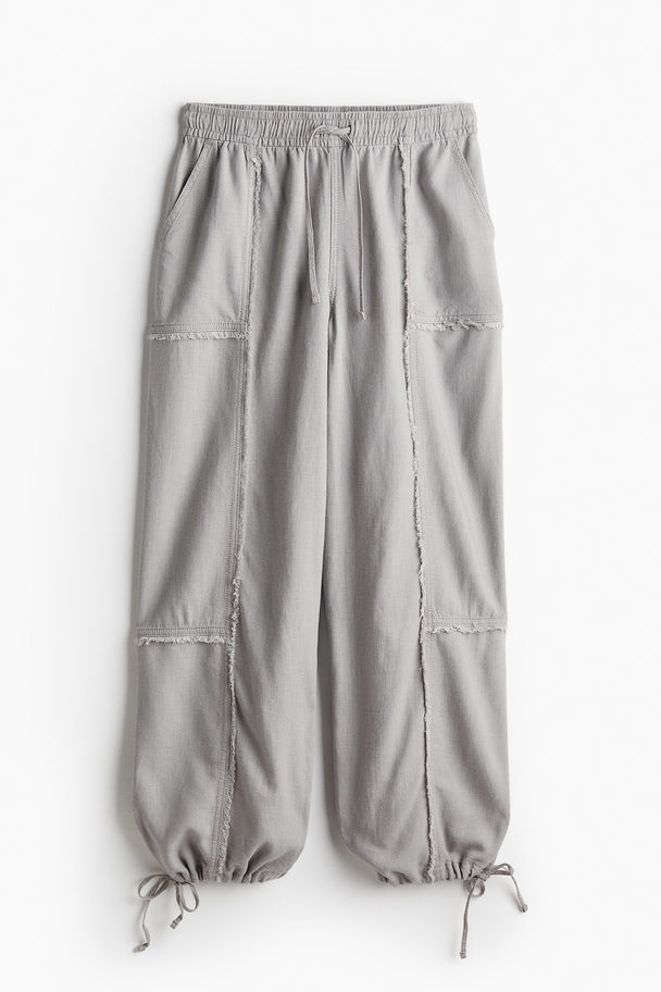 H&M Linen-blend Parachute Trousers Grey