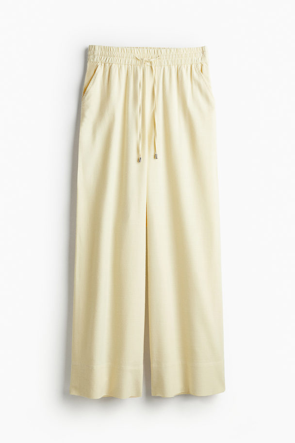 H&M Wide Pull-on Trousers Light Yellow