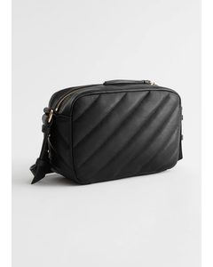 Quilted Stripe Leather Bag Black