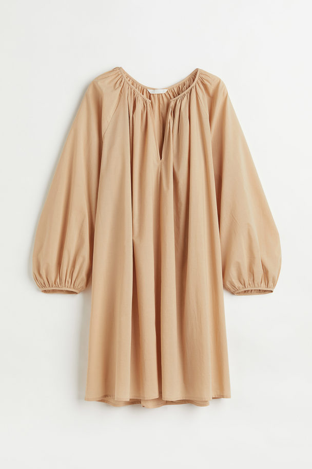 H&M Cotton A-line Dress Beige