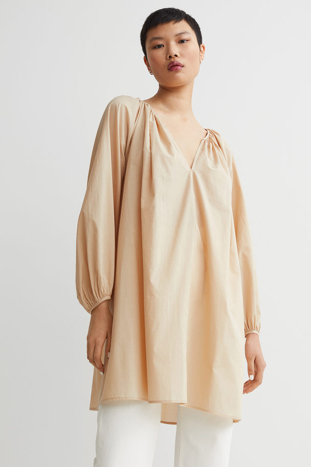 H&M Cotton A-line Dress Beige