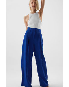 High-waisted Wide-leg Trousers Bright Blue