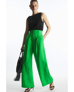 High-waisted Wide-leg Trousers Bright Green