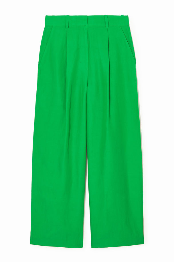 COS High-waisted Wide-leg Trousers Bright Green