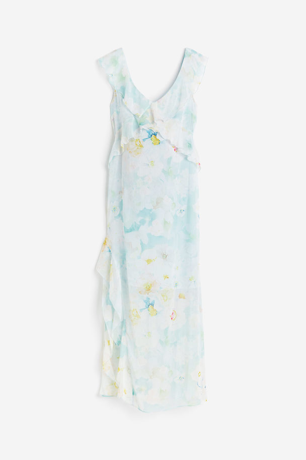 H&M Mama Flounce-trimmed Dress Mint Green/floral