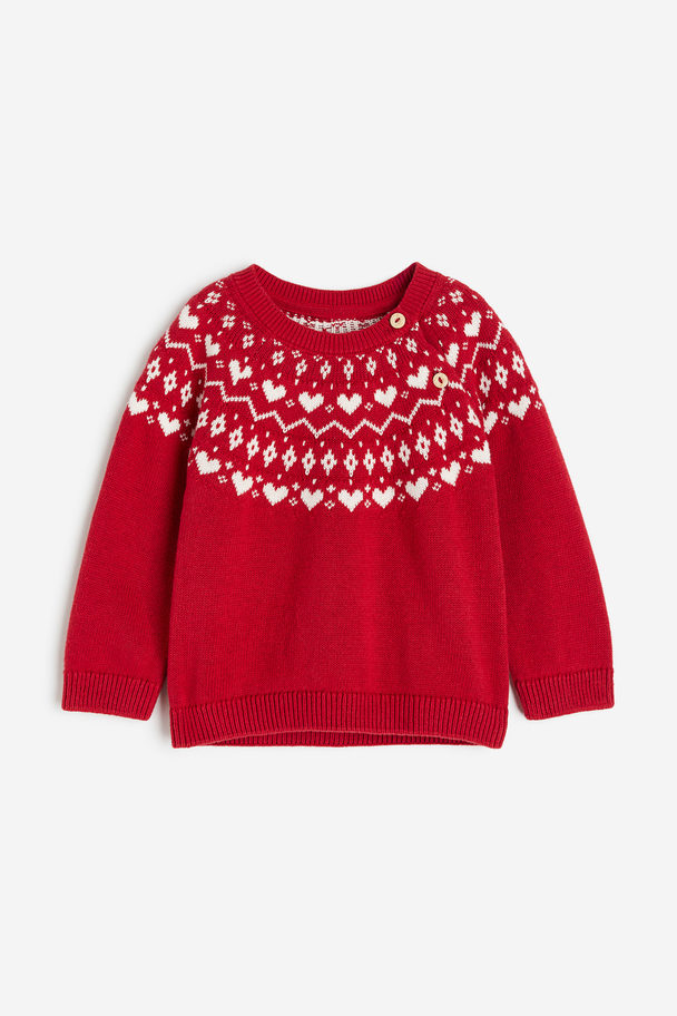 H&M Cotton Jumper Red/hearts