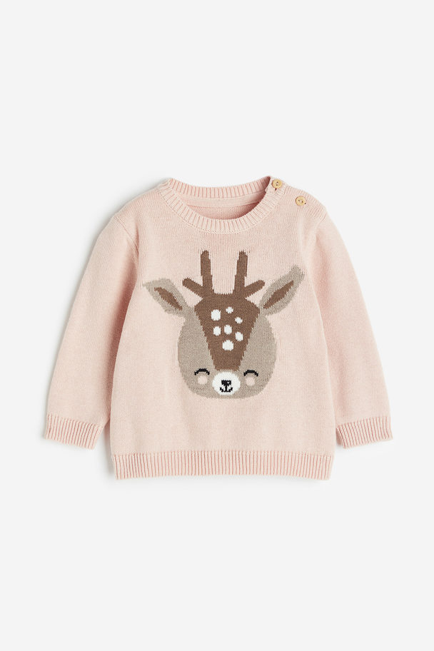 H&M Cotton Jumper Light Pink/reindeer