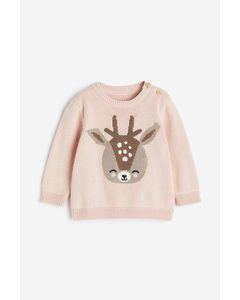 Cotton Jumper Light Pink/reindeer