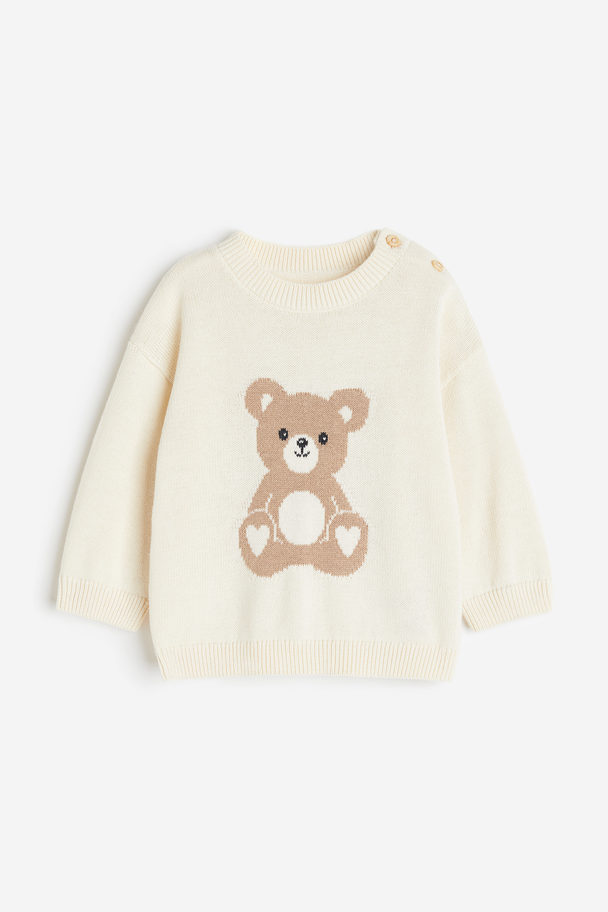 H&M Bomullsgenser Naturhvit/teddybjørn