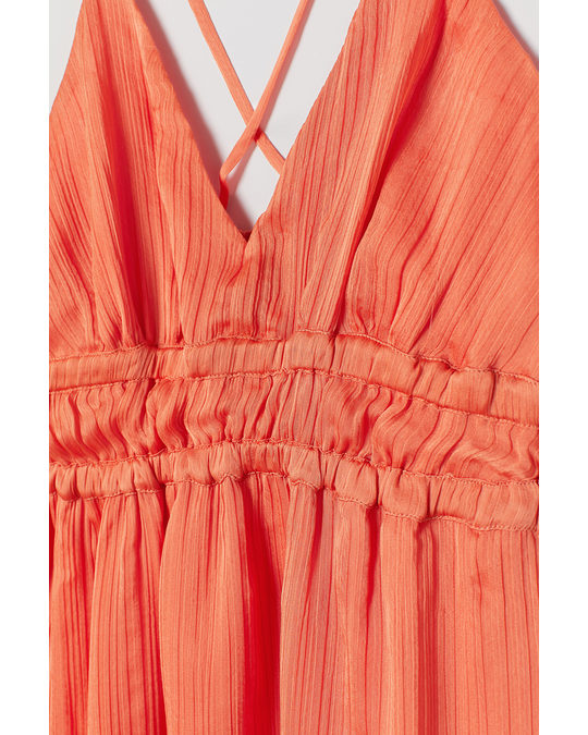 H&M V-neck Maxi Dress Coral Orange