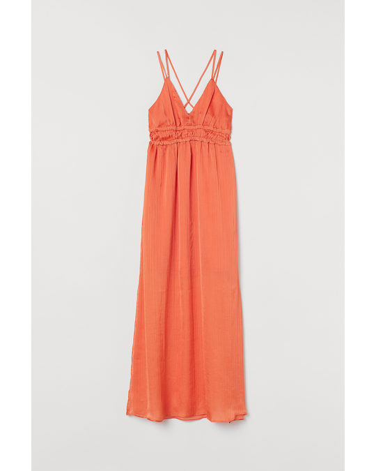 H&M V-neck Maxi Dress Coral Orange