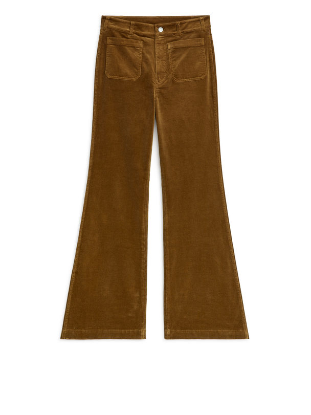 ARKET Flared Corduroy Trousers Rust/brown