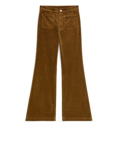 Flared Corduroy Trousers Rust/brown