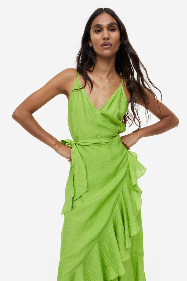 H&M Omlottklänning Med Volanger Grön