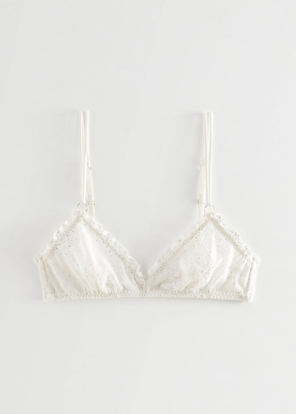 & Other Stories Sparkly Frilled Soft Bra White