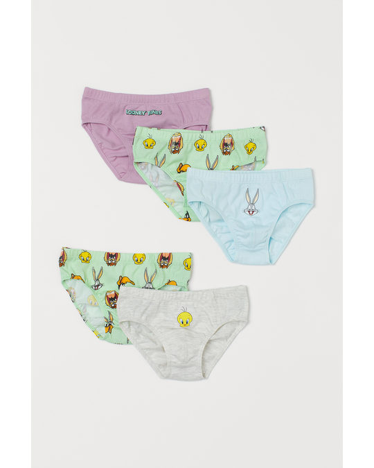H&M 5-pack Printed Boys’ Briefs Light Green/looney Tunes