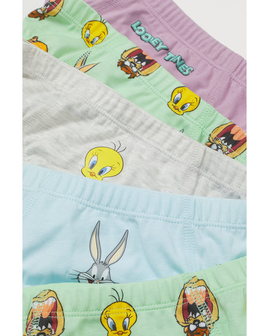 H&M 5-pack Printed Boys’ Briefs Light Green/looney Tunes