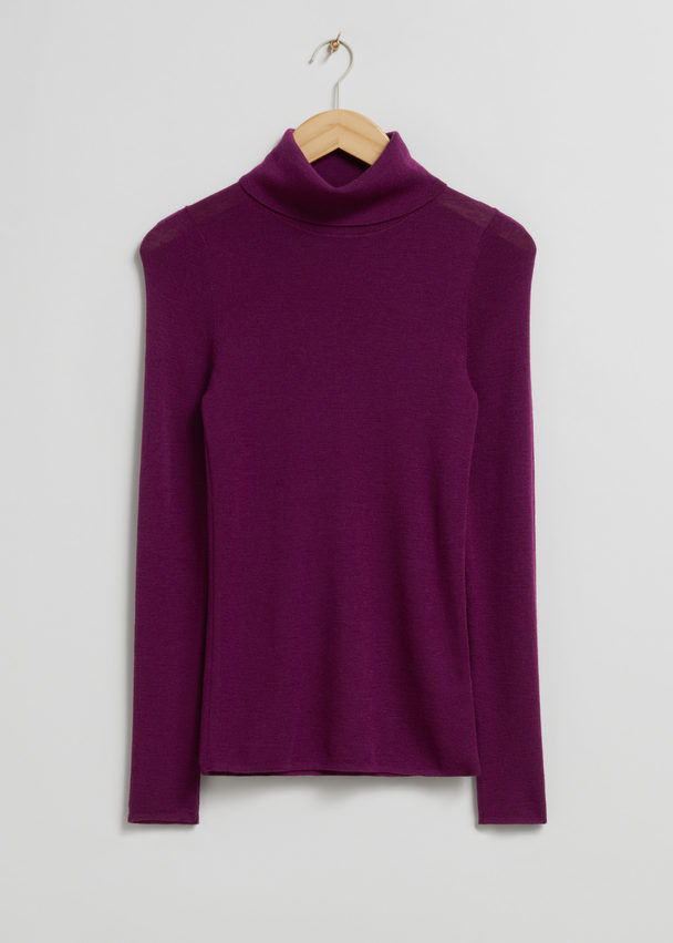 & Other Stories Merino Turtleneck Jumper Plum