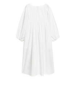 Voluminous Poplin Dress White