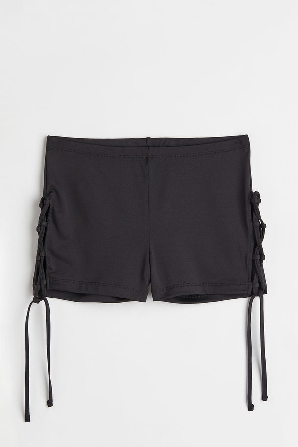 H&M Lacing-detail Jersey Shorts Black
