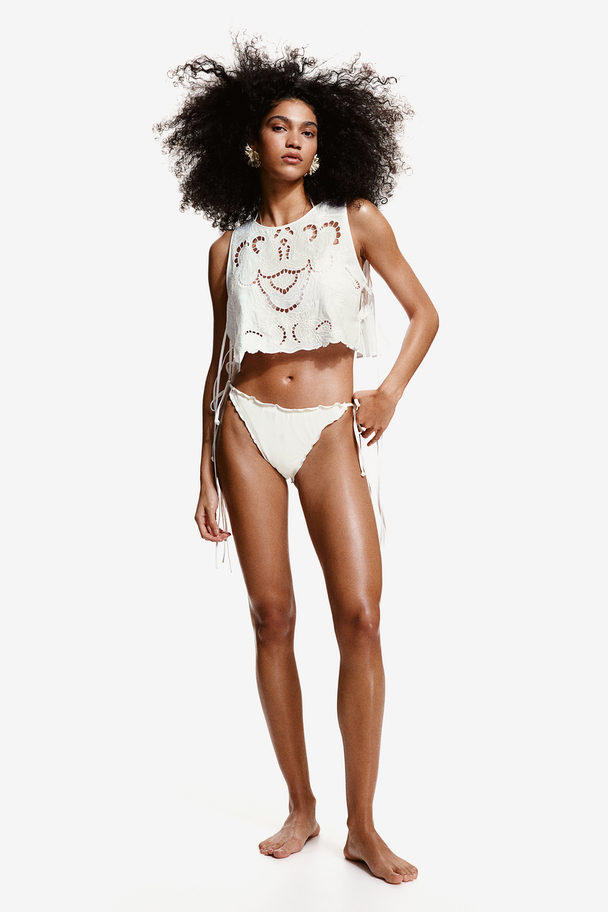 H&M Bikinitruse Brazilian Tanga Med Knyting Hvit