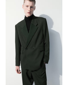 The Double-breasted Wool Tuxedo Jacket Dark Green