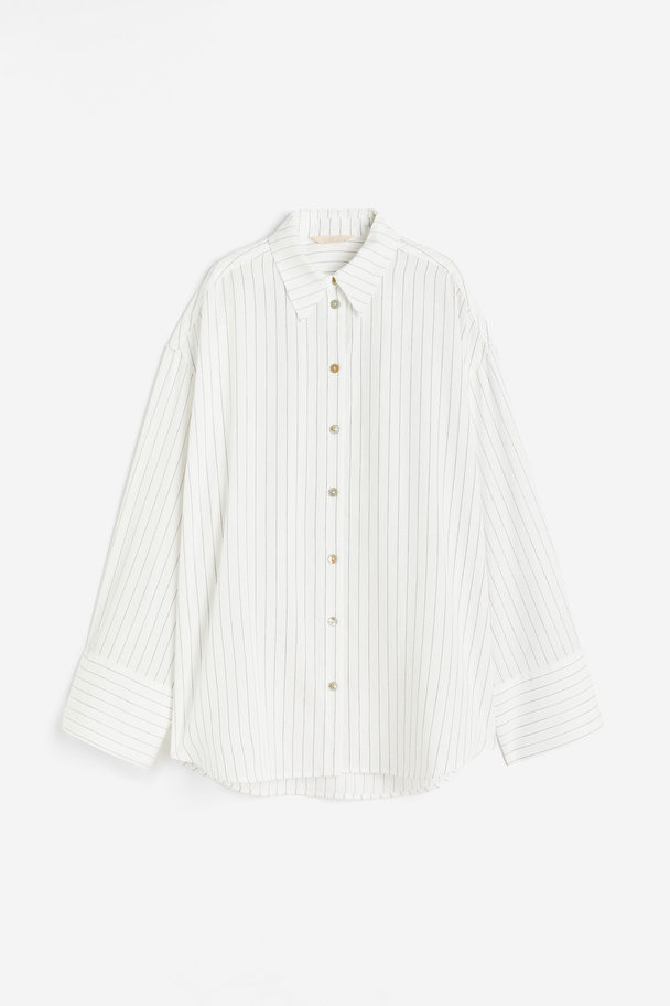 H&M Oversized Skjorte Hvit/stripet