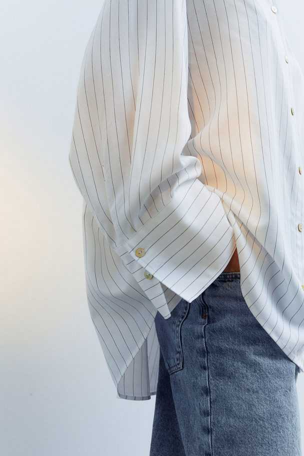H&M Oversized Skjorte Hvit/stripet